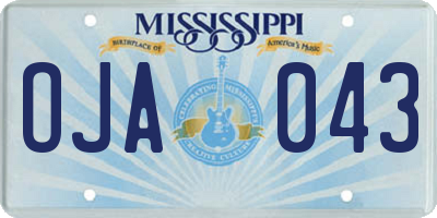 MS license plate OJA043