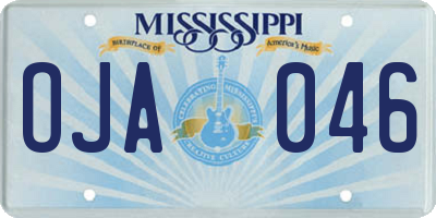 MS license plate OJA046