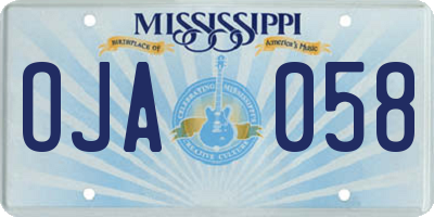 MS license plate OJA058