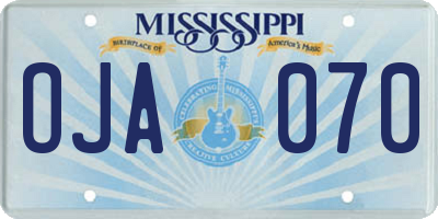 MS license plate OJA070