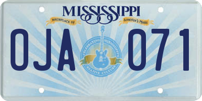 MS license plate OJA071