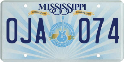 MS license plate OJA074