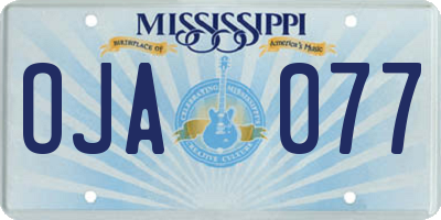 MS license plate OJA077