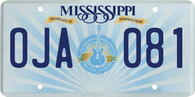 MS license plate OJA081
