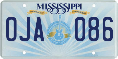 MS license plate OJA086