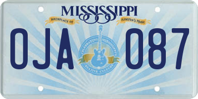 MS license plate OJA087