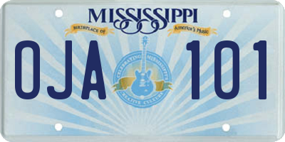 MS license plate OJA101