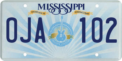 MS license plate OJA102