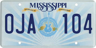 MS license plate OJA104