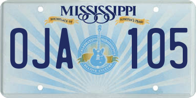 MS license plate OJA105