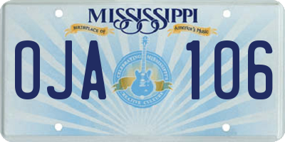 MS license plate OJA106