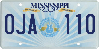 MS license plate OJA110