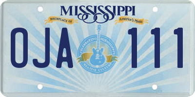 MS license plate OJA111