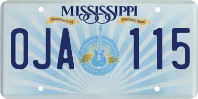 MS license plate OJA115