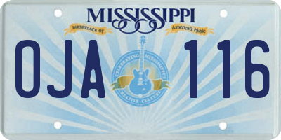 MS license plate OJA116