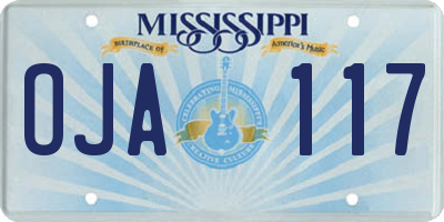 MS license plate OJA117