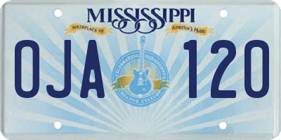 MS license plate OJA120