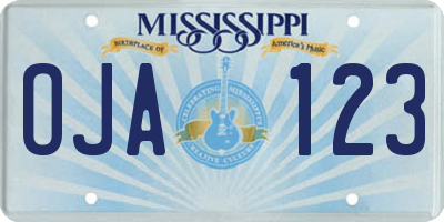 MS license plate OJA123