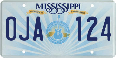 MS license plate OJA124