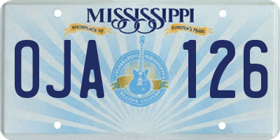 MS license plate OJA126