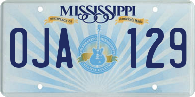 MS license plate OJA129