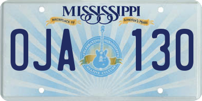 MS license plate OJA130