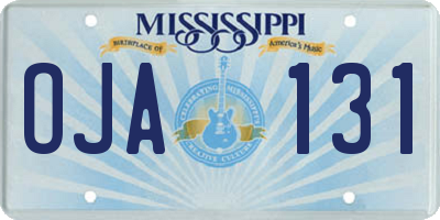 MS license plate OJA131