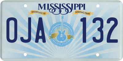 MS license plate OJA132