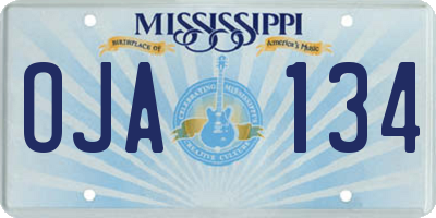 MS license plate OJA134