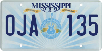MS license plate OJA135