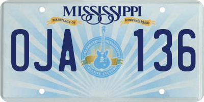 MS license plate OJA136