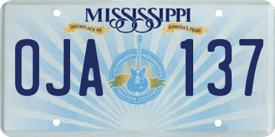 MS license plate OJA137