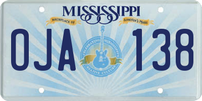 MS license plate OJA138