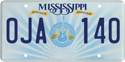 MS license plate OJA140
