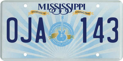 MS license plate OJA143