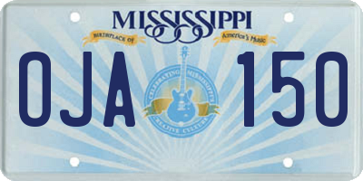 MS license plate OJA150