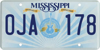 MS license plate OJA178
