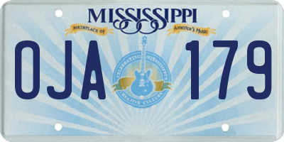 MS license plate OJA179
