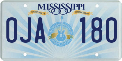 MS license plate OJA180