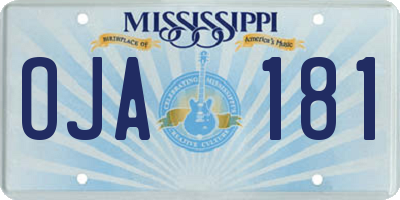 MS license plate OJA181