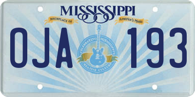 MS license plate OJA193