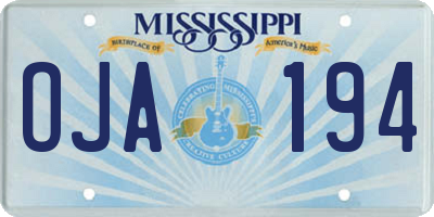 MS license plate OJA194