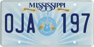 MS license plate OJA197