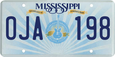 MS license plate OJA198