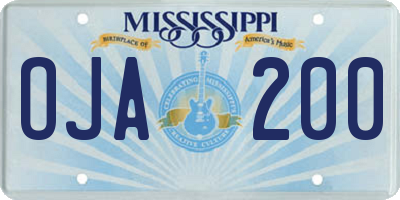 MS license plate OJA200