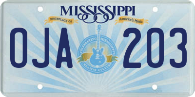 MS license plate OJA203