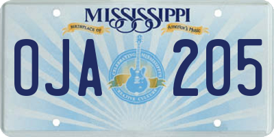 MS license plate OJA205