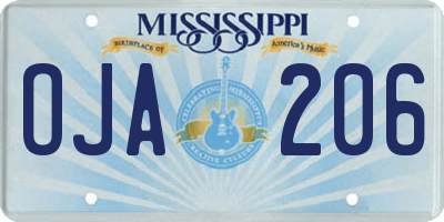 MS license plate OJA206