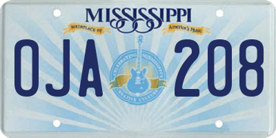 MS license plate OJA208