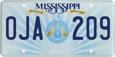 MS license plate OJA209